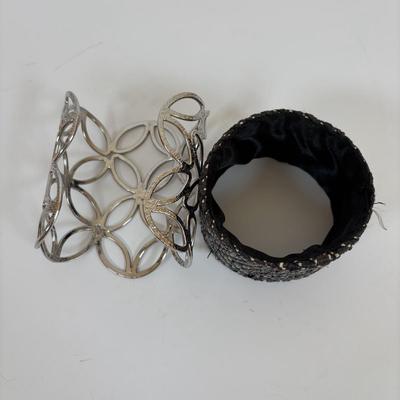 LOT 57: Chunky Style Cuff Bracelets: Tri-Color Freshwater Pearl, Silvertone Arm Cuff, Bejeweled Cuffs & More