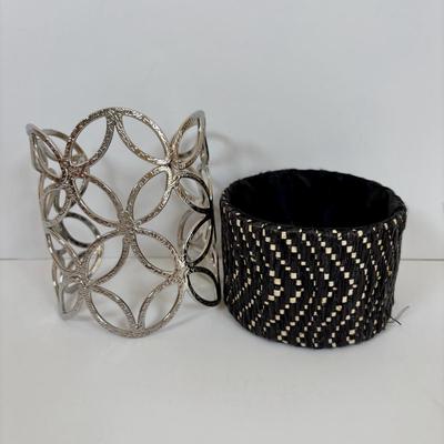 LOT 57: Chunky Style Cuff Bracelets: Tri-Color Freshwater Pearl, Silvertone Arm Cuff, Bejeweled Cuffs & More