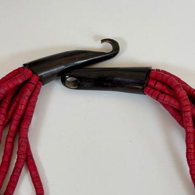 LOT 58: Boho Style Multi Layered Collar Necklace, Bohemian Style Multistrand Red Beaded Necklace, & More