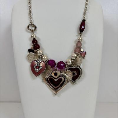 LOT 58: Boho Style Multi Layered Collar Necklace, Bohemian Style Multistrand Red Beaded Necklace, & More