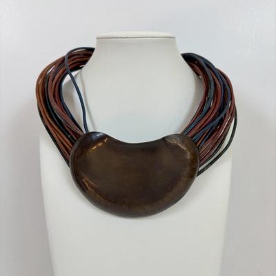 LOT 58: Boho Style Multi Layered Collar Necklace, Bohemian Style Multistrand Red Beaded Necklace, & More