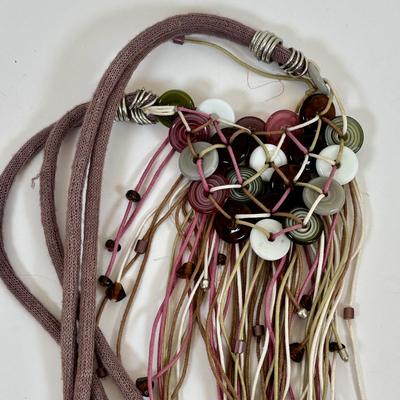 LOT 58: Boho Style Multi Layered Collar Necklace, Bohemian Style Multistrand Red Beaded Necklace, & More