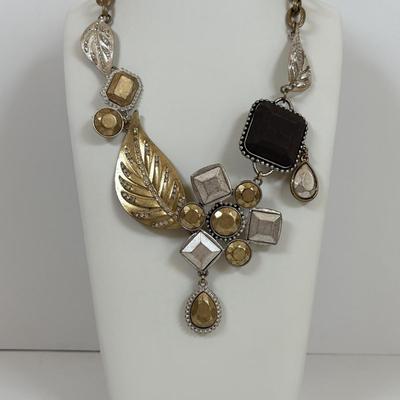 LOT 59: Lydell NYC Layered Multi Strand Beaded Necklace, Alexis Bittar Lucite Collar Necklace, BR Gold-tone/Faux Pearls & JS Floral...