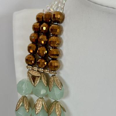 LOT 59: Lydell NYC Layered Multi Strand Beaded Necklace, Alexis Bittar Lucite Collar Necklace, BR Gold-tone/Faux Pearls & JS Floral...