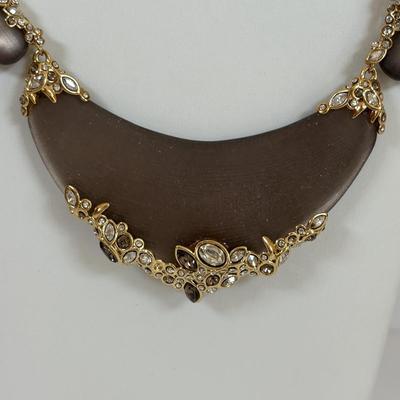 LOT 59: Lydell NYC Layered Multi Strand Beaded Necklace, Alexis Bittar Lucite Collar Necklace, BR Gold-tone/Faux Pearls & JS Floral...