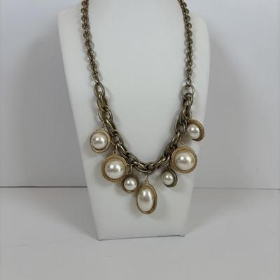 LOT 59: Lydell NYC Layered Multi Strand Beaded Necklace, Alexis Bittar Lucite Collar Necklace, BR Gold-tone/Faux Pearls & JS Floral...