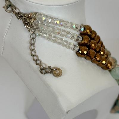 LOT 59: Lydell NYC Layered Multi Strand Beaded Necklace, Alexis Bittar Lucite Collar Necklace, BR Gold-tone/Faux Pearls & JS Floral...