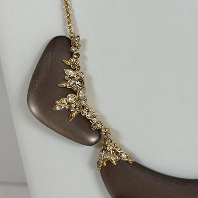 LOT 59: Lydell NYC Layered Multi Strand Beaded Necklace, Alexis Bittar Lucite Collar Necklace, BR Gold-tone/Faux Pearls & JS Floral...