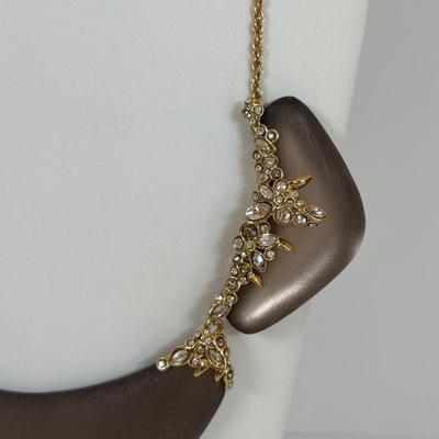 LOT 59: Lydell NYC Layered Multi Strand Beaded Necklace, Alexis Bittar Lucite Collar Necklace, BR Gold-tone/Faux Pearls & JS Floral...