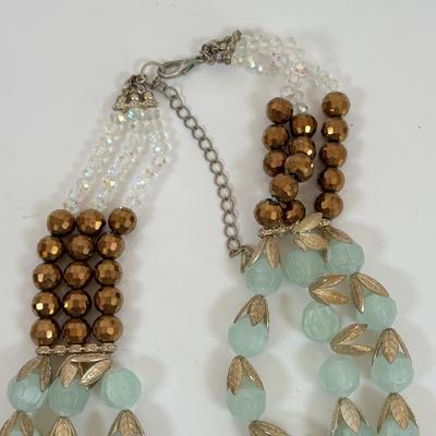 LOT 59: Lydell NYC Layered Multi Strand Beaded Necklace, Alexis Bittar Lucite Collar Necklace, BR Gold-tone/Faux Pearls & JS Floral...