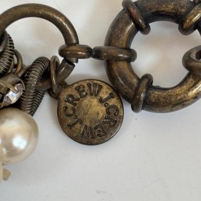 LOT 60: Gold-tone Floral & Beaded Necklace, Stretch Bracelet, Pierced Earrings, J Crew Multi-Strand Necklace & More