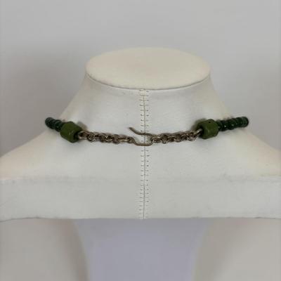 LOT 63: Vintage Moroccan Pendant Necklace w/Unique Green Stone, Pottery Bead Necklace w/Matching Earrings, Pierced Earring Collection...