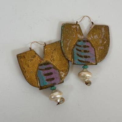 LOT 63: Vintage Moroccan Pendant Necklace w/Unique Green Stone, Pottery Bead Necklace w/Matching Earrings, Pierced Earring Collection...