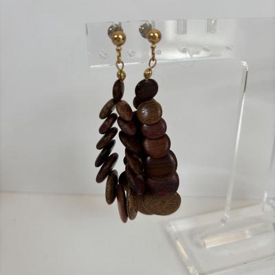 LOT 64: Hand Crafted Jewelry Collection: Wood Necklace & Earrings, Fabric Brooches & Collar Necklace, Embroidered Beaded Bracelet...