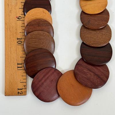 LOT 64: Hand Crafted Jewelry Collection: Wood Necklace & Earrings, Fabric Brooches & Collar Necklace, Embroidered Beaded Bracelet...