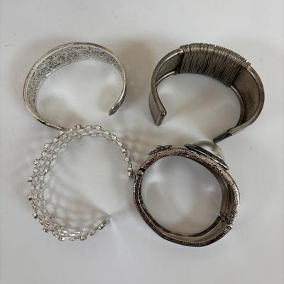 LOT 65: Fabulous Silvertone Statement Necklaces & Cuff Bracelets