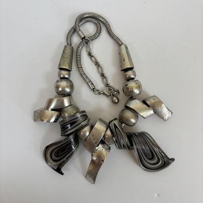 LOT 65: Fabulous Silvertone Statement Necklaces & Cuff Bracelets