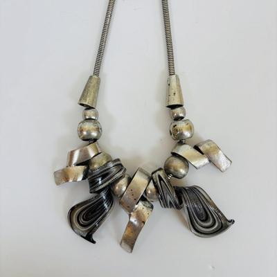 LOT 65: Fabulous Silvertone Statement Necklaces & Cuff Bracelets