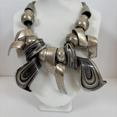 LOT 65: Fabulous Silvertone Statement Necklaces & Cuff Bracelets
