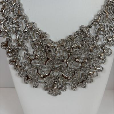 LOT 65: Fabulous Silvertone Statement Necklaces & Cuff Bracelets