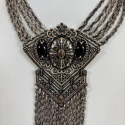 LOT 65: Fabulous Silvertone Statement Necklaces & Cuff Bracelets