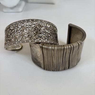 LOT 65: Fabulous Silvertone Statement Necklaces & Cuff Bracelets