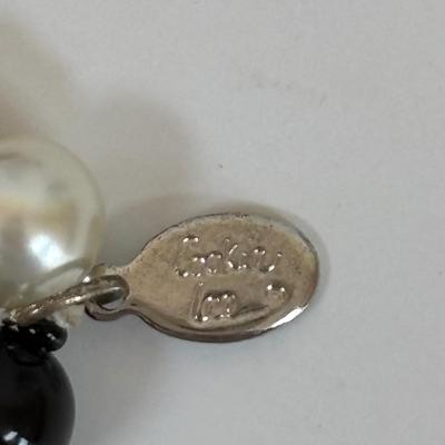 LOT 66: Cookie Lee Black & White 56" Faux Pearl Necklace, Premier Designs Black Glass Beaded Necklace, Baby lone, Paris, Beaded...