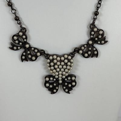 LOT 66: Cookie Lee Black & White 56" Faux Pearl Necklace, Premier Designs Black Glass Beaded Necklace, Baby lone, Paris, Beaded...