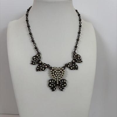 LOT 66: Cookie Lee Black & White 56" Faux Pearl Necklace, Premier Designs Black Glass Beaded Necklace, Baby lone, Paris, Beaded...