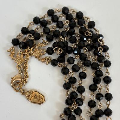 LOT 66: Cookie Lee Black & White 56" Faux Pearl Necklace, Premier Designs Black Glass Beaded Necklace, Baby lone, Paris, Beaded...