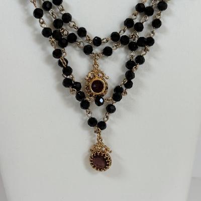 LOT 66: Cookie Lee Black & White 56" Faux Pearl Necklace, Premier Designs Black Glass Beaded Necklace, Baby lone, Paris, Beaded...