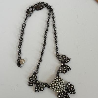 LOT 66: Cookie Lee Black & White 56" Faux Pearl Necklace, Premier Designs Black Glass Beaded Necklace, Baby lone, Paris, Beaded...