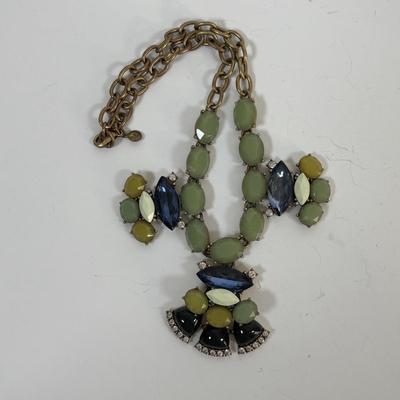 LOT 70: Loft Vibrant Green Floral Necklace, Glass Beaded Bracelet, J Crew Statement Necklace, Colorful Bangles, Pierced Earrings & More