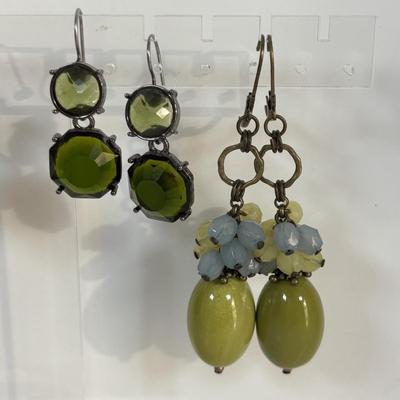 LOT 70: Loft Vibrant Green Floral Necklace, Glass Beaded Bracelet, J Crew Statement Necklace, Colorful Bangles, Pierced Earrings & More