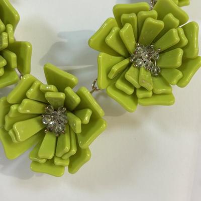 LOT 70: Loft Vibrant Green Floral Necklace, Glass Beaded Bracelet, J Crew Statement Necklace, Colorful Bangles, Pierced Earrings & More