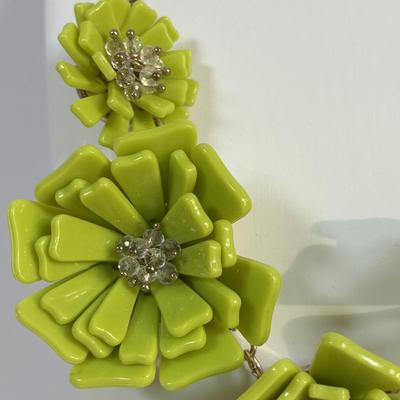 LOT 70: Loft Vibrant Green Floral Necklace, Glass Beaded Bracelet, J Crew Statement Necklace, Colorful Bangles, Pierced Earrings & More