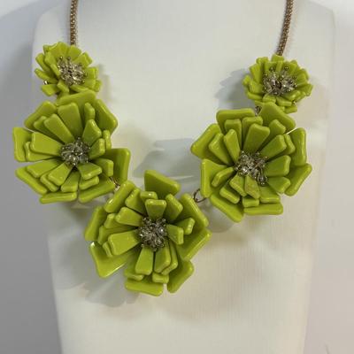 LOT 70: Loft Vibrant Green Floral Necklace, Glass Beaded Bracelet, J Crew Statement Necklace, Colorful Bangles, Pierced Earrings & More