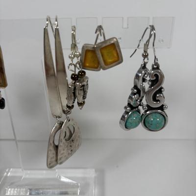 LOT 71: Artisan Faux Pearl Bracelet, Spoon Link Bracelet, Abalone Stretch Bracelet, Cuff Bracelet & Dangle Earrings