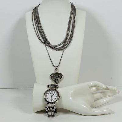 LOT 72: Brighton Ladies Watch, Necklace w/Heart Pendant & More