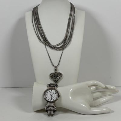 LOT 72: Brighton Ladies Watch, Necklace w/Heart Pendant & More