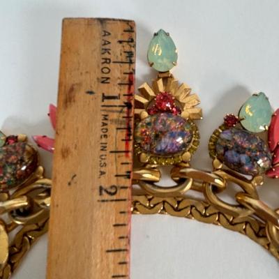 LOT 75: Vintage Elizabeth Cole Jeweled Gold-Tone Statement Necklace