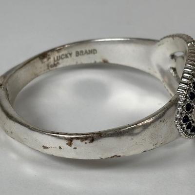 LOT 77: Silver-Tone/Gold-Tone Necklace & Earring Set, Blue Beaded Necklace, Monet Necklace, Luck Brand Hinged Bracelet & Pierced...