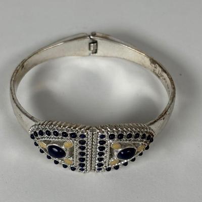 LOT 77: Silver-Tone/Gold-Tone Necklace & Earring Set, Blue Beaded Necklace, Monet Necklace, Luck Brand Hinged Bracelet & Pierced...