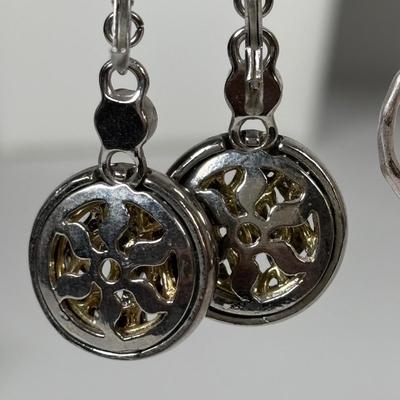 LOT 77: Silver-Tone/Gold-Tone Necklace & Earring Set, Blue Beaded Necklace, Monet Necklace, Luck Brand Hinged Bracelet & Pierced...