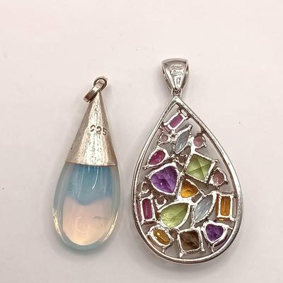 LOT 138: Vintage 925 Sterling Moonstone Pendant, 925 Multi-Gemstone Pendant, Cloisonne Enamel Bead & More