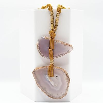 LOT 139: Agate Slice Necklaces, Flower Charm Necklace & More