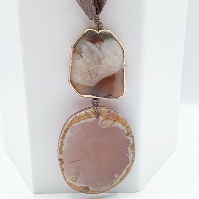 LOT 139: Agate Slice Necklaces, Flower Charm Necklace & More