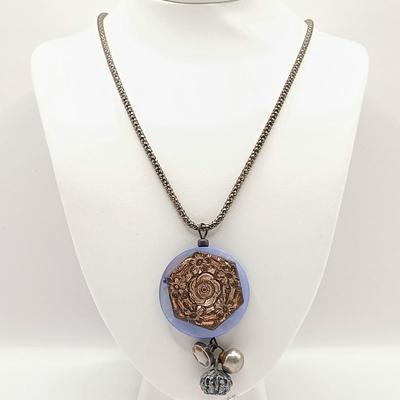 LOT 140: Purple and White Bead Necklace with Italy 925 Clasp and Other Fashion Necklaces