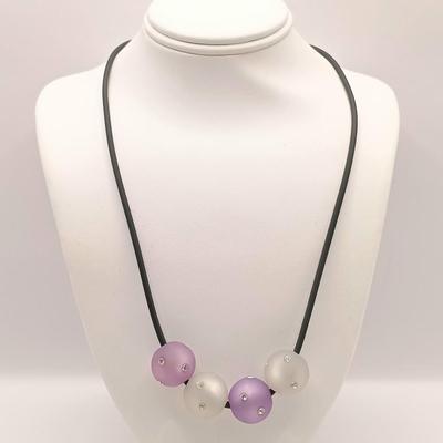 LOT 140: Purple and White Bead Necklace with Italy 925 Clasp and Other Fashion Necklaces