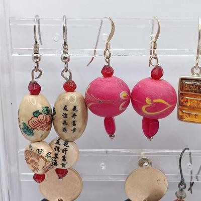 LOT 141: LVP France LA Vie Parisienne Purse Charm Necklace, Matryoshka Doll Locket Necklace and Vintage Fashion Earrings